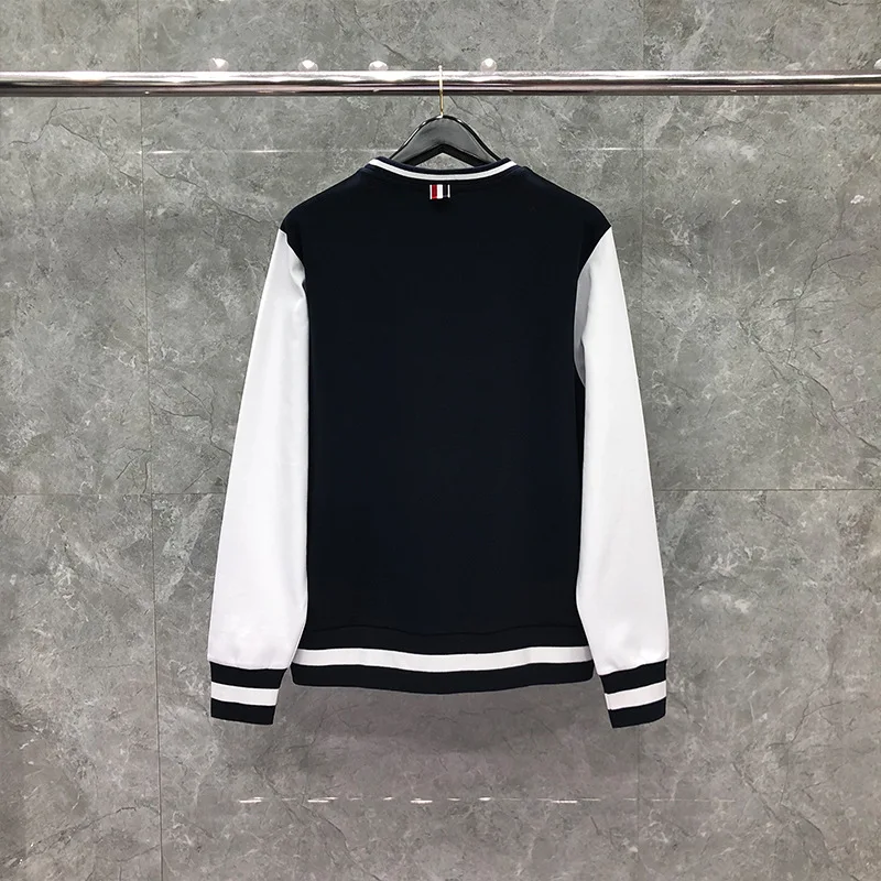 

TB 2021 Fashion THOM Brand Sweatshirts Slim Fit Pullovers Clothing Cotton Jacket Men O-Neck Patchwork Casual Sportswear Coat