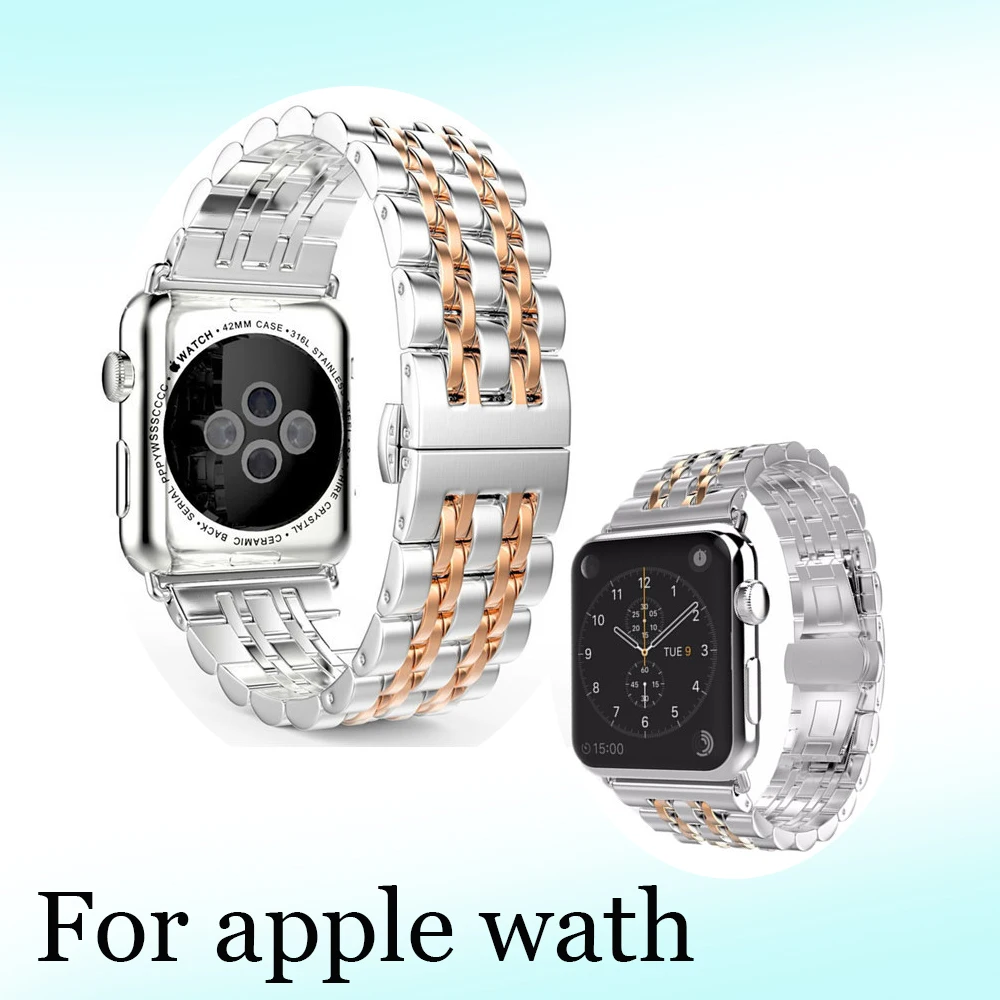 Ремешок из нержавеющей стали для Apple watch ремешок apple 5 4 3 2 44 мм 40 iWatch 42 38 Роскошный