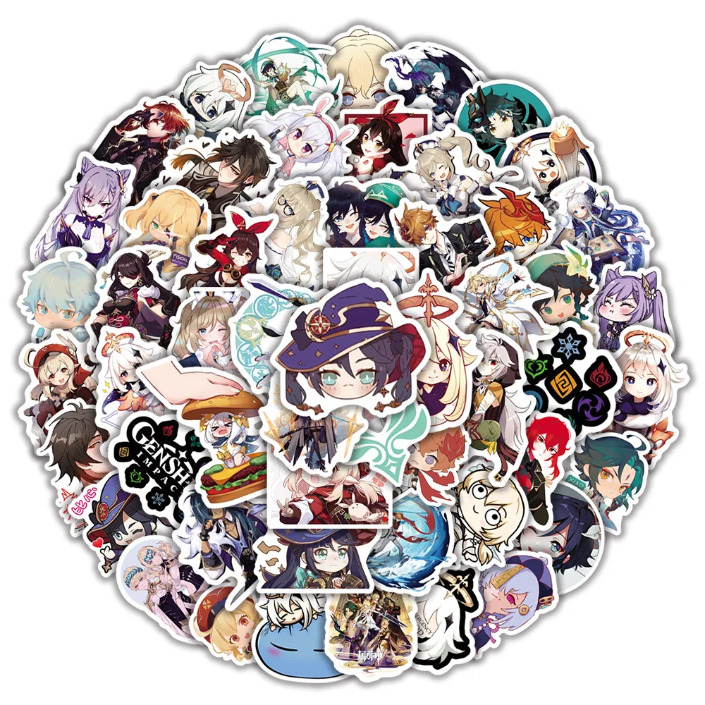 103050100 pcs anime game genshin impact stickers graffiti cartoon decals car bike guitar phone laptop cute sticker for kids free global shipping