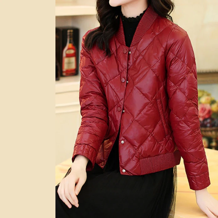 jacket women fall/winter 2021 new wine red light and short baseball down jacket jacket women  winter coats
