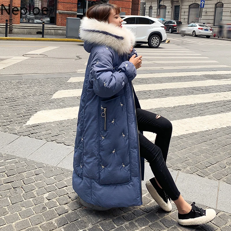Neploe Bf Abrigos Mujer Inverno Толстое Зимнее пальто для женщин темперамент макси свободные тонкие вышитые Casaco Feminino 46374
