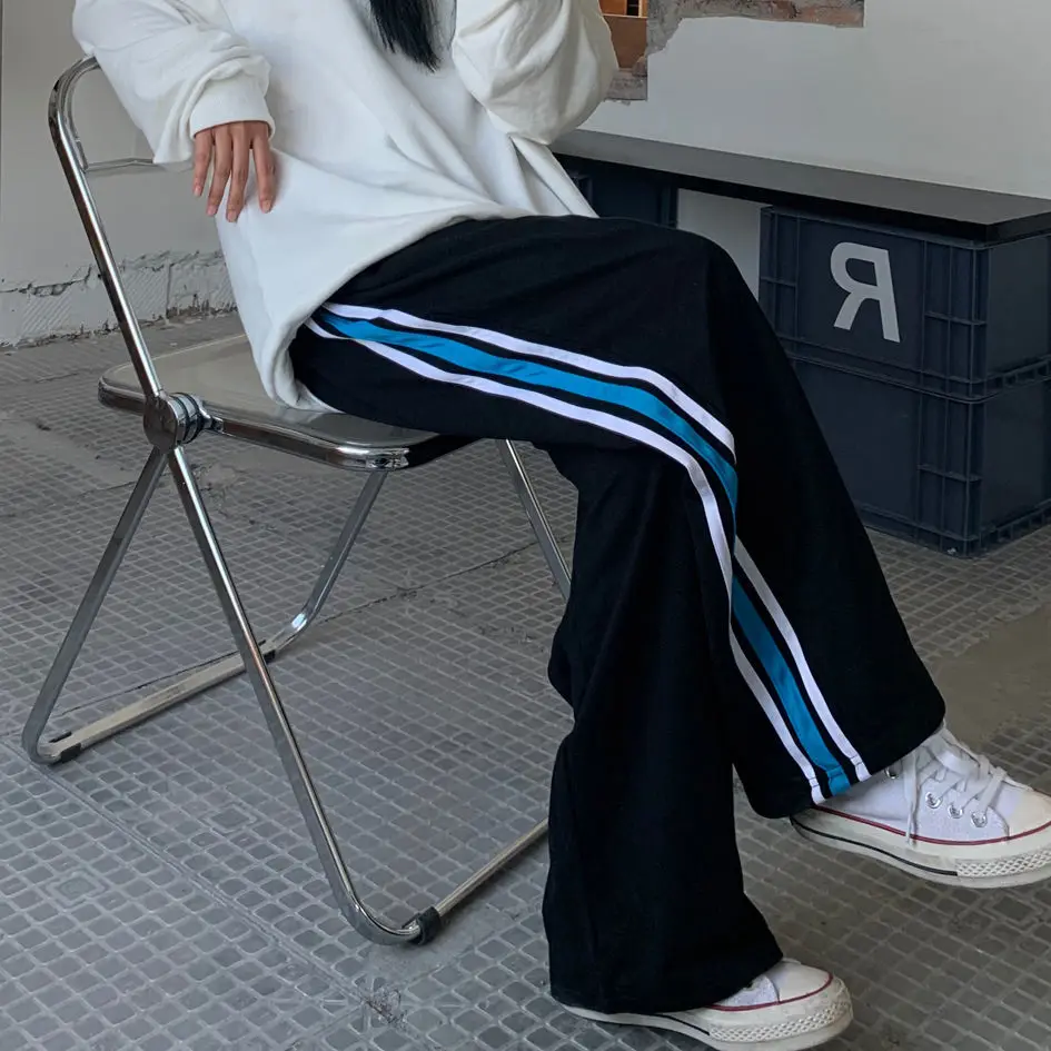 

Sportswear women's spring and summer loose and thin straight pants versatile casual wide leg pants students' fashion