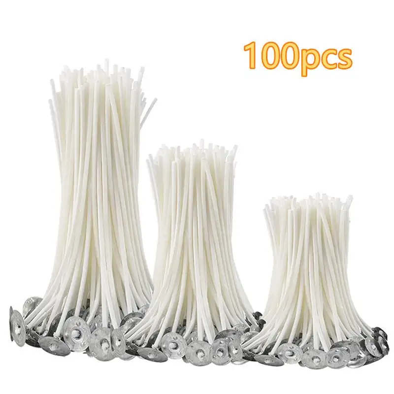 

100Pcs Candle Wicks Smokeless Wax Pure Cotton Core 2.6/9/12/15/18/20cm DIY Candle Making Pre-Waxed Wicks For Party Supplies