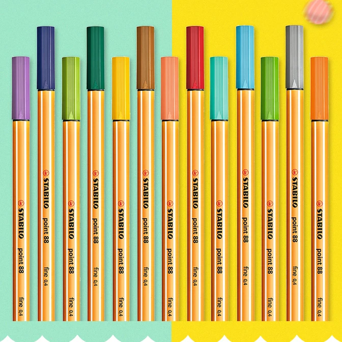 JIANWU 25pcs/set stabilo 88 Fiber pen Originality scriptliner marker pens Simple Thread drawing School supplies 0.4mm|drawing pen|stabilo 88pen |