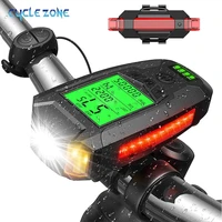 bike light set usb rechargeable super bright front headlight 5 modes with speedometer calorie counter and rear led bicycle light