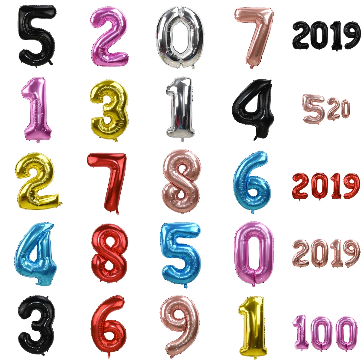 40 дюймовые цветные цифры-шары фольгированные фигурки-шары гелиевые воздушные
