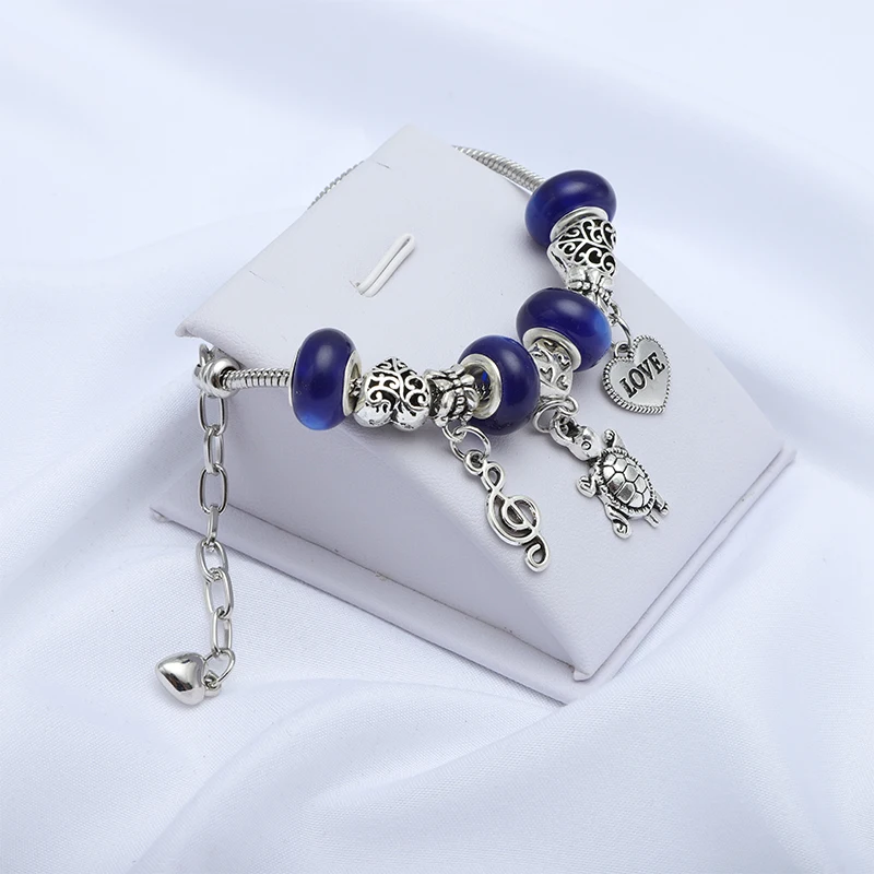 Посеребренный Браслет застежка сделай сам подвеска в виде черепахи любовная