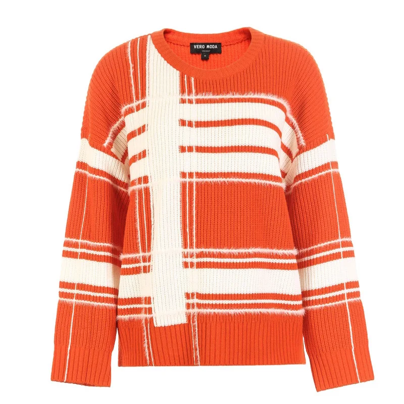 Vero Moda женский свитер в полоску с круглым воротником на осень и зиму | 318413593