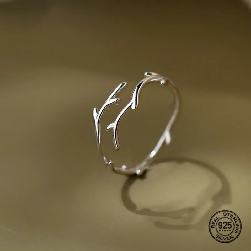 

Парные кольца из стерлингового серебра S925 с рогами для женщин двухслойные регулируемые открытые Простые Ювелирные изделия для влюбленных ...