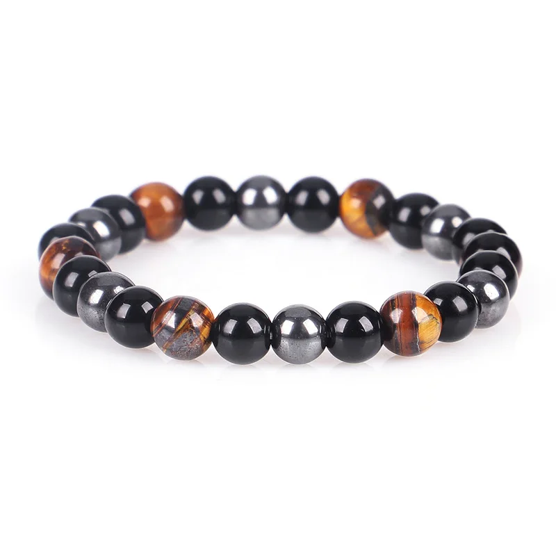 Мужские браслеты OIQUEI натуральный тигровый глаз гематит и черный обсидиан для