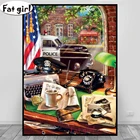 Ретро полицейский участок комиксы 5D DIY алмазная живопись искусство Вышивка Американский Декор картина подарки