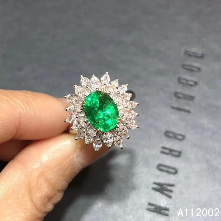 

KJJEAXCMY fine jewelry natural Emerald 925 sterling silver new adjustable gemstone women ring support test noble beautiful