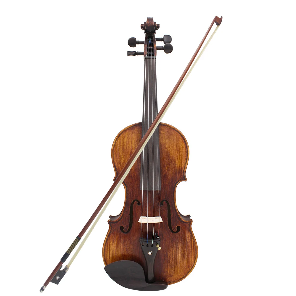 

4/4 Full Size Handcrafted Solid Wood Acoustic Violin Fiddle with Carrying Case Tuner Shoulder Rest String Cleaning Cloth Rosin