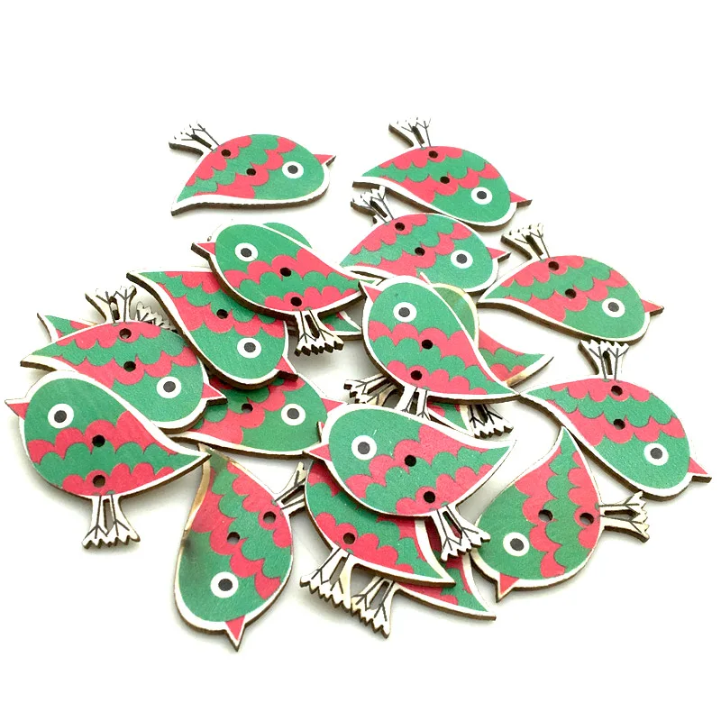 30 шт., детские деревянные пуговицы с двумя отверстиями, 31 х28 мм