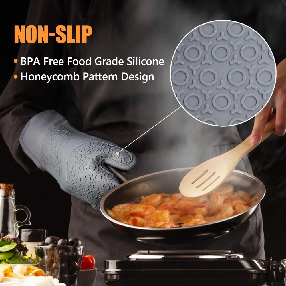 6pcsset oven mitt silicone gloves microwave waterproof baking gloves resistant gadgets oven kitchen tool accessories free global shipping