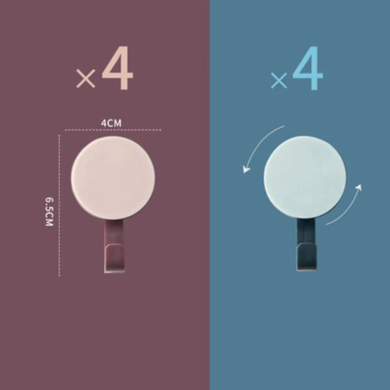 4 Pink 4 Blue 8 шт. креативные скандинавские крючки, круглый вращающийся настенный крючок, вешалка для детской одежды, вешалка для крыльца, сумки, шляпы, пальто, самоклеющиеся липкие крючки для ключей - Цвет: 4 Pink 4 Blue