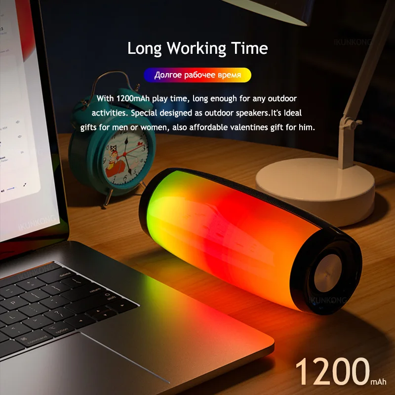 led portable bluetooth speaker fm radio music player boombox aux tf usb speakers blutooth fifi wireless subwoofer caixa de som free global shipping