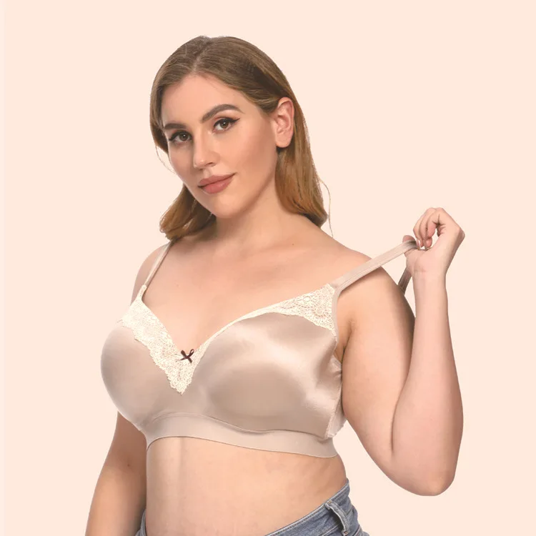 

Lace Bra Large Size Sexy Women's Bralette Seamless Bow Shiny Underwire Push Up Bras Comfortable Female Lingerie Brassiere