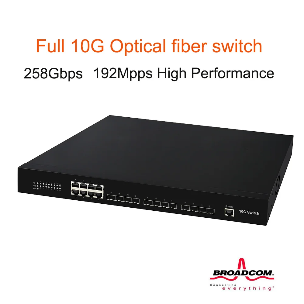 Full 10G network switch 12*10G SFP+ Fiber ports and 8*100/1000M RJ45 L2 managed | Компьютеры и офис