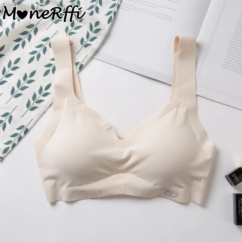 

MoneRffi Seamless Fitness Candy Women Underwear Cooling Gathers Summer Thin Padded Push Up Bra Female Intimate Bralette Lingerie