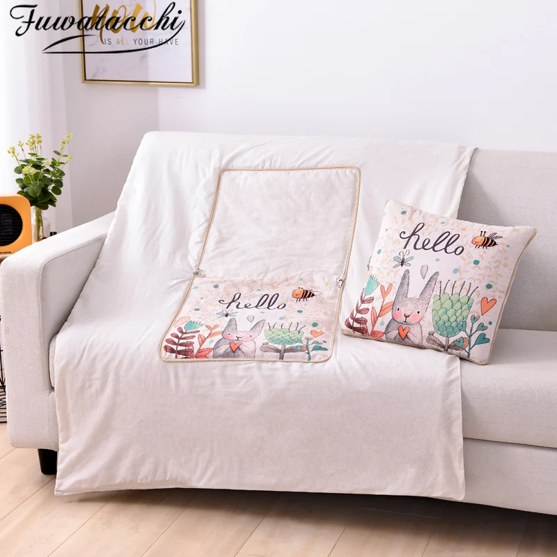 Складная Подушка-одеяло 2 в 1 Fuwatacchi с мультяшными изображениями | Дом и сад