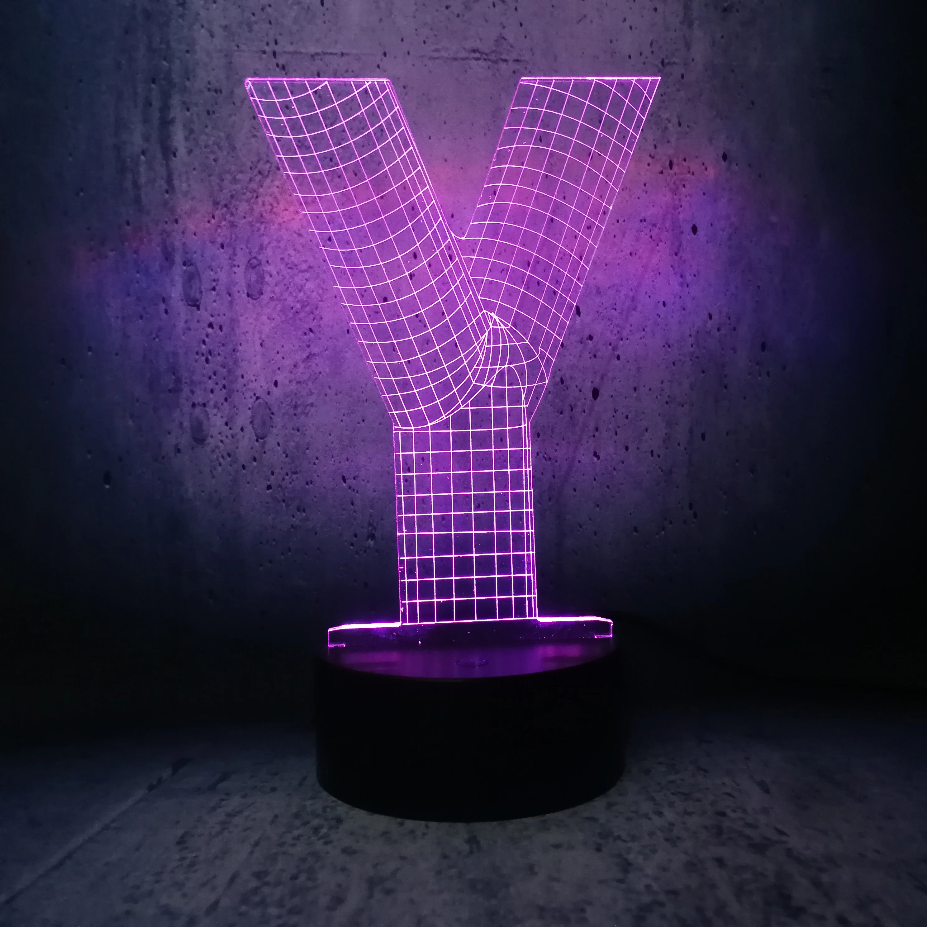 Креативный дизайн современной 3D лампа Буквы Алфавита Y RGB разноцветный фонарик