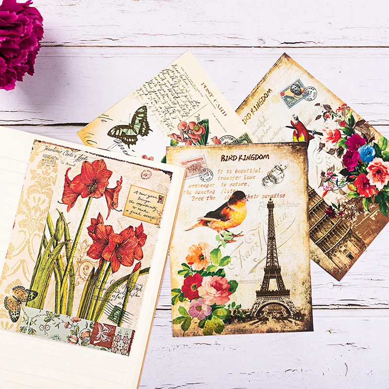 8 шт./компл. Ретро Винтажные Цветы буквы веленевая писчая бумага коврик для