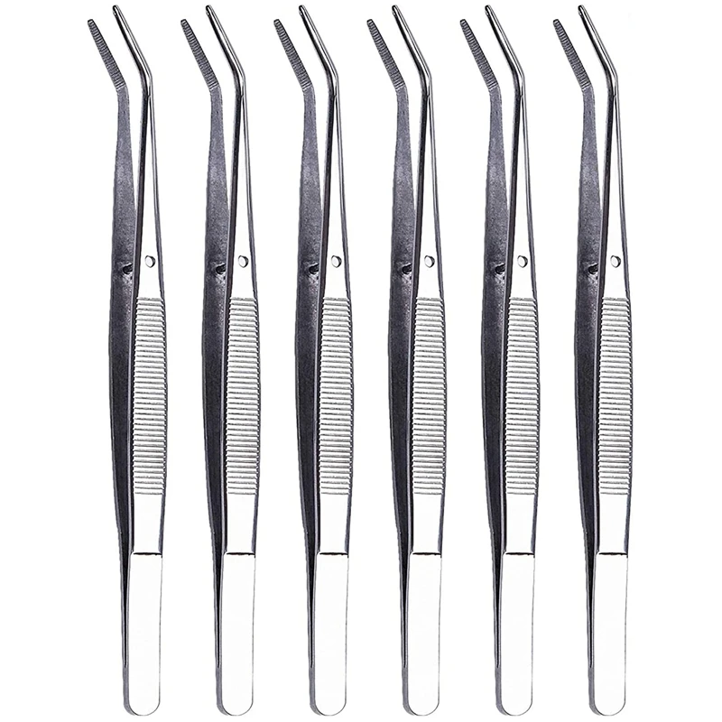 

6Pcs Elbow Tweezers Tweezers Stainless Steel Serger Tweezers with Serrated Tips Serrated Bent Tweezers Tips