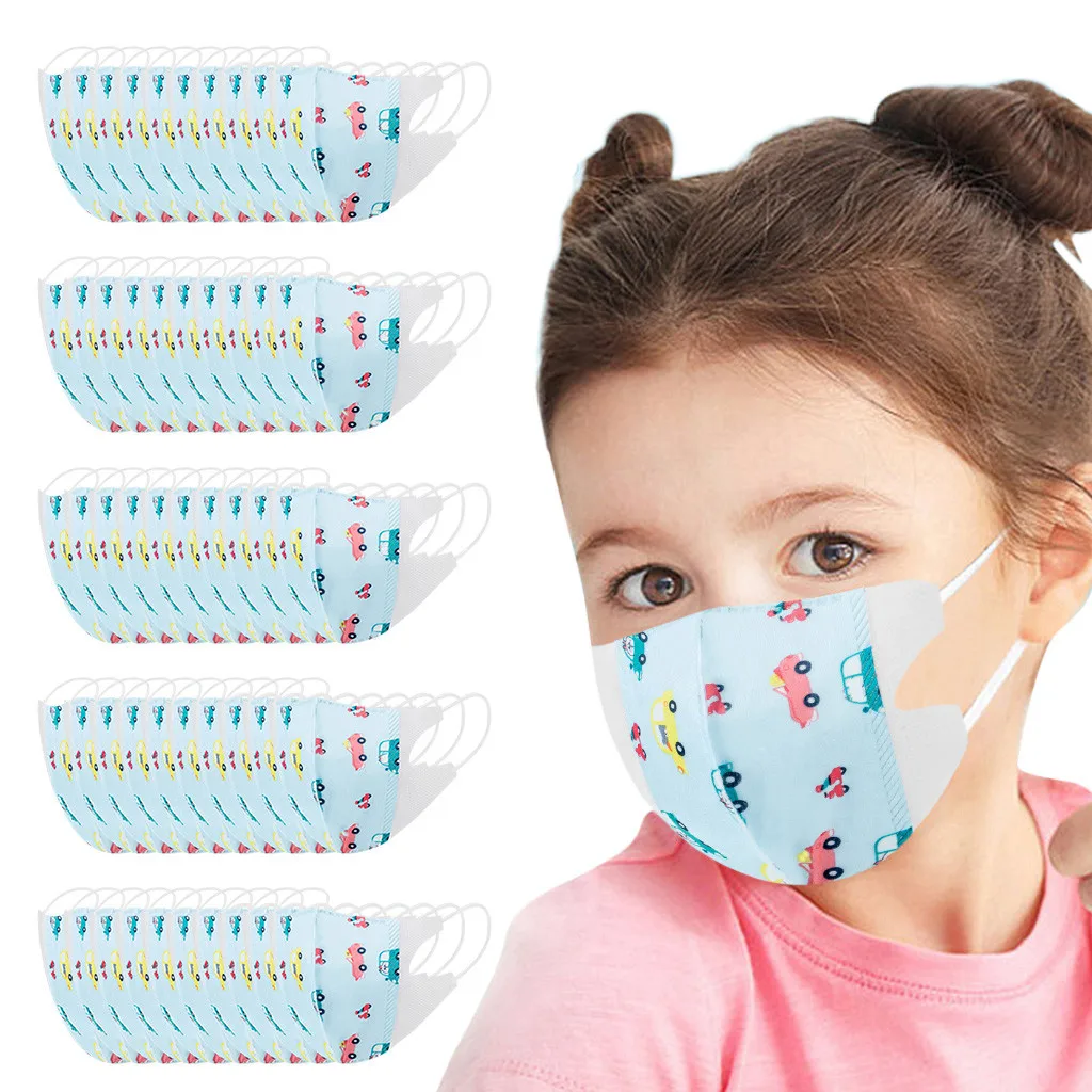 

50pcs Children's Baby Mask Cartoon 3Ply Ear Loop Masks For 4-12 Years old Kids Washable & Reusable Student Kids masks