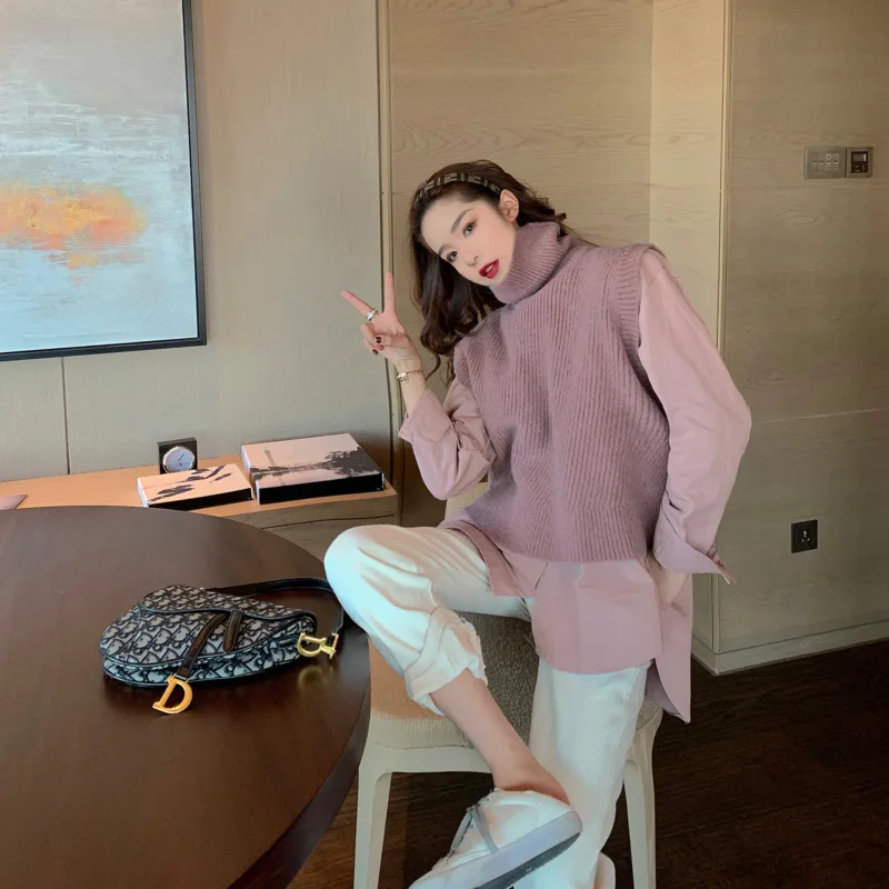 Весна Осень 2020 новая Корейская версия однотонной рубашки с длинными рукавами