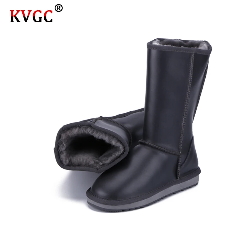 KVGC 2020 классические женские зимние теплые сапоги из натуральной воловьей кожи с