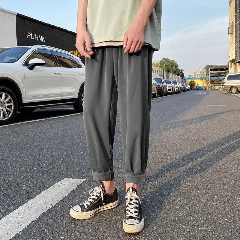 

2020 Summer Popular Lightweight Homme Male Ultrathin Ankle-length Pants Men's Loose Casual Sport Pantalones Hombre Cotton M-2xl