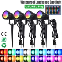 usukeu plug 5w rgb led landscape lights remote control dimmable garden lights 85 265v waterproof outdoor path lawn lamps d30