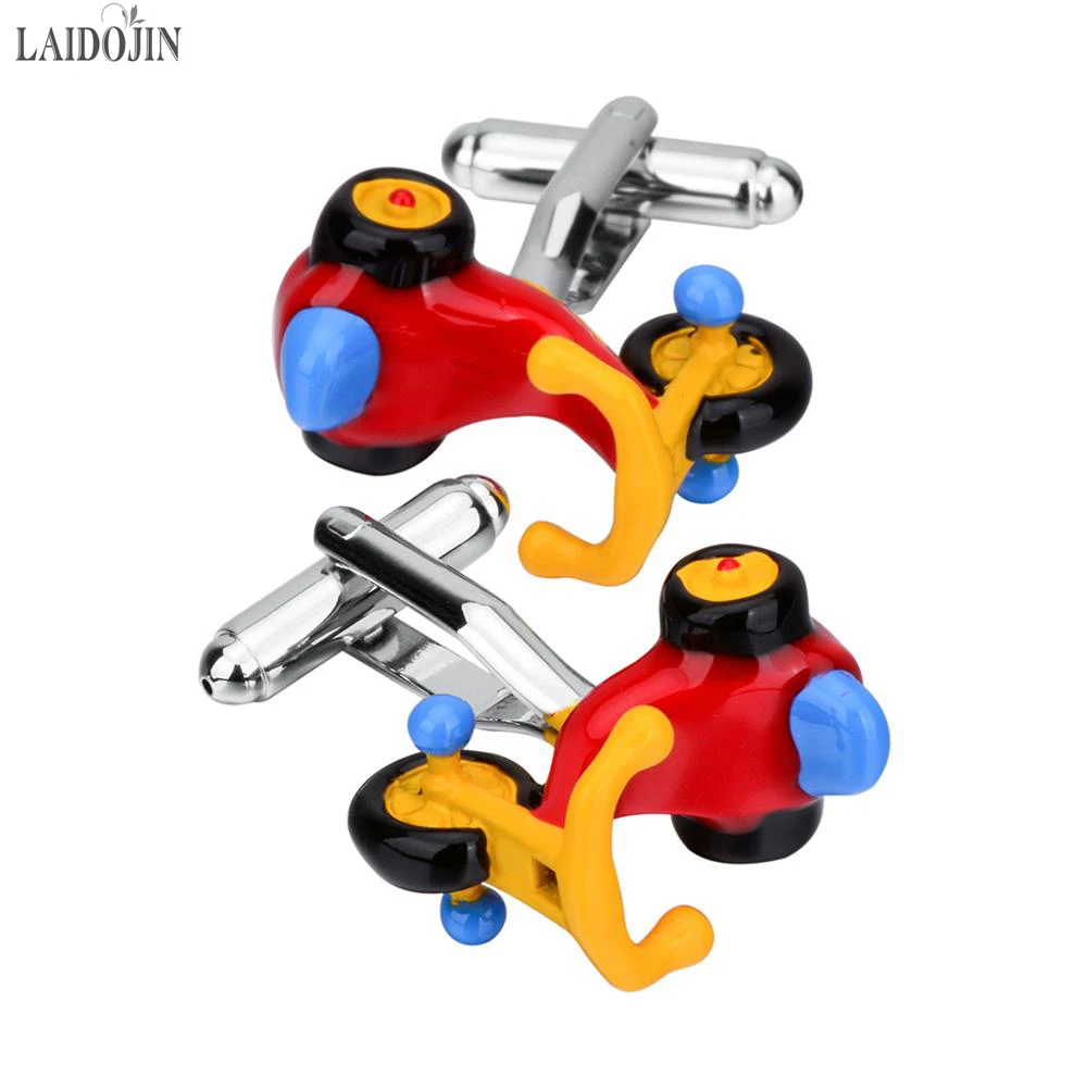 

LAIDOJIN Kids Scooter Bicycle Cufflinks for Mens French Shirt Cuffs High Quality Novelty Enamel Cuff links Brand Gift Jewelry