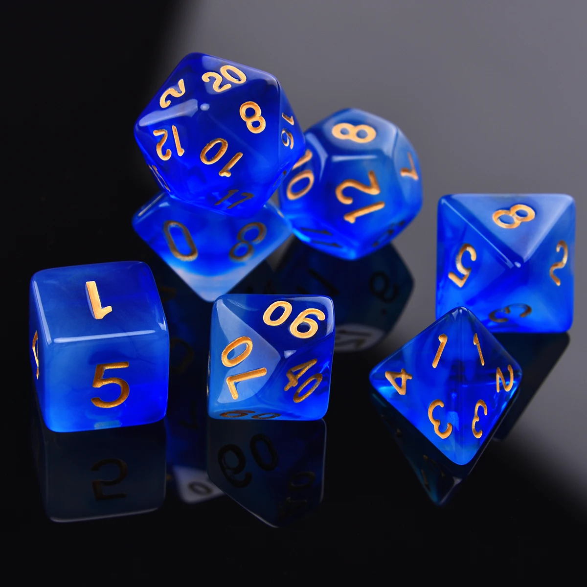 Полупрозрачные игральные кости DND Polyhedral 7-Die полный набор D4 D6 D8 D10 D % D12 D20 для TRPG |