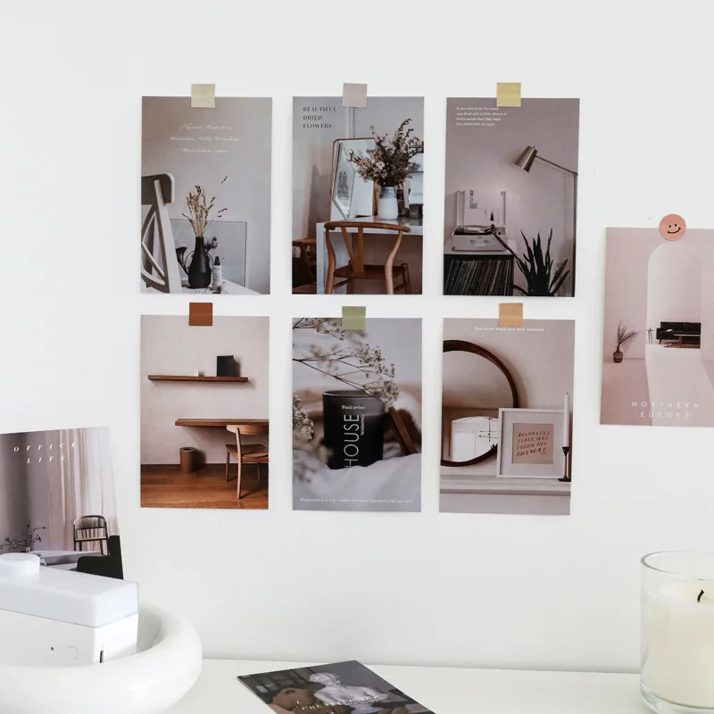 

15pcs/Simple Life Series Decoration Card Wall Bedroom Postcard Poster Wall Sticker Decoration Card Photo Props