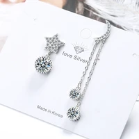 todorova micro pave zircon moon star tassel stud earrings for women korean fashion party accessories asymmetry jewelry