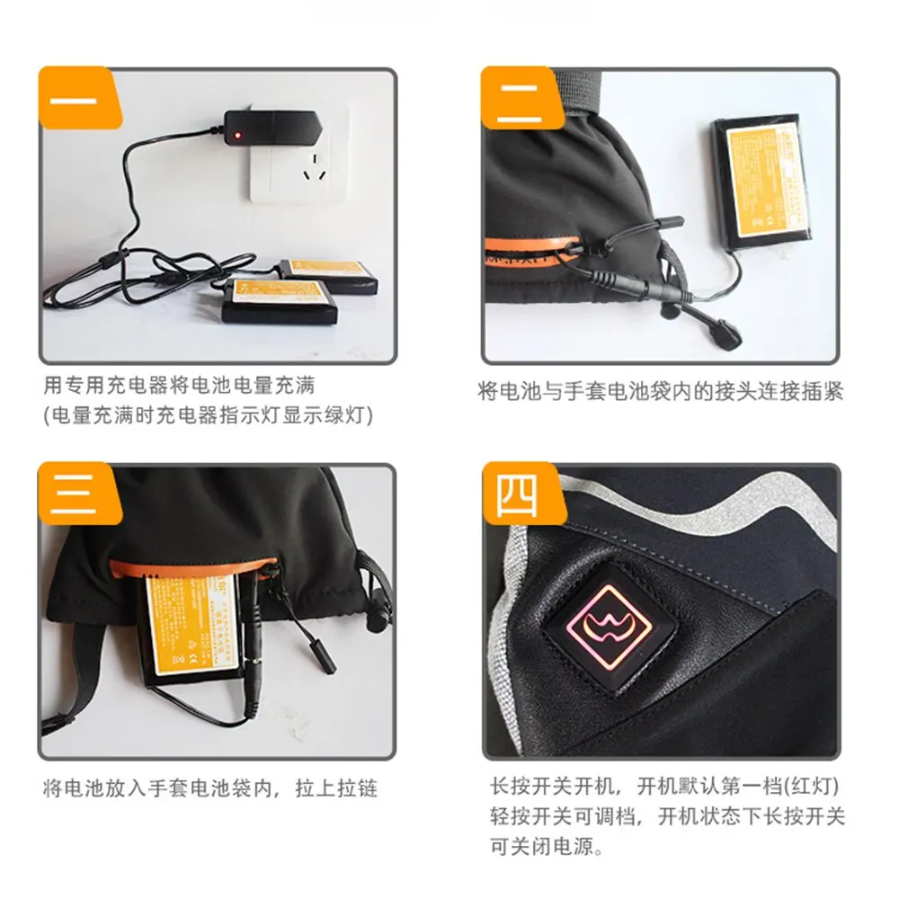 

Winter Motorcycle Heated Gloves Waterproof Warm Gloves With Battery Powered Touch Screen Electric Heating Glove Touring Riding