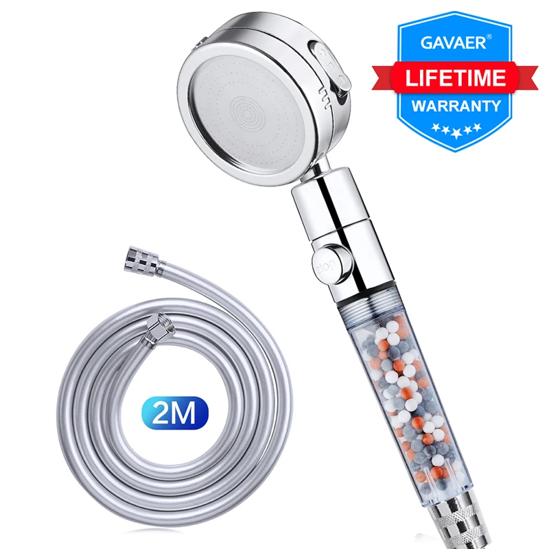 Насадка для душа GAVAER со шлангом вращение на 360 ° Анионный фильтр спа 4 режима с