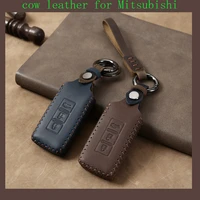 new pattern car key case key chain bag cow leather for mitsubishi outlander asx pajero eclipse lancer accessories