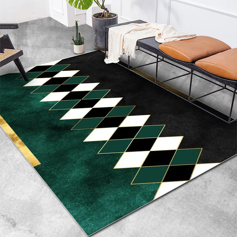 

Nordic style geometric printed carpet ins luxury living room abstract area large carpet bedroom decoration washable carpet can b