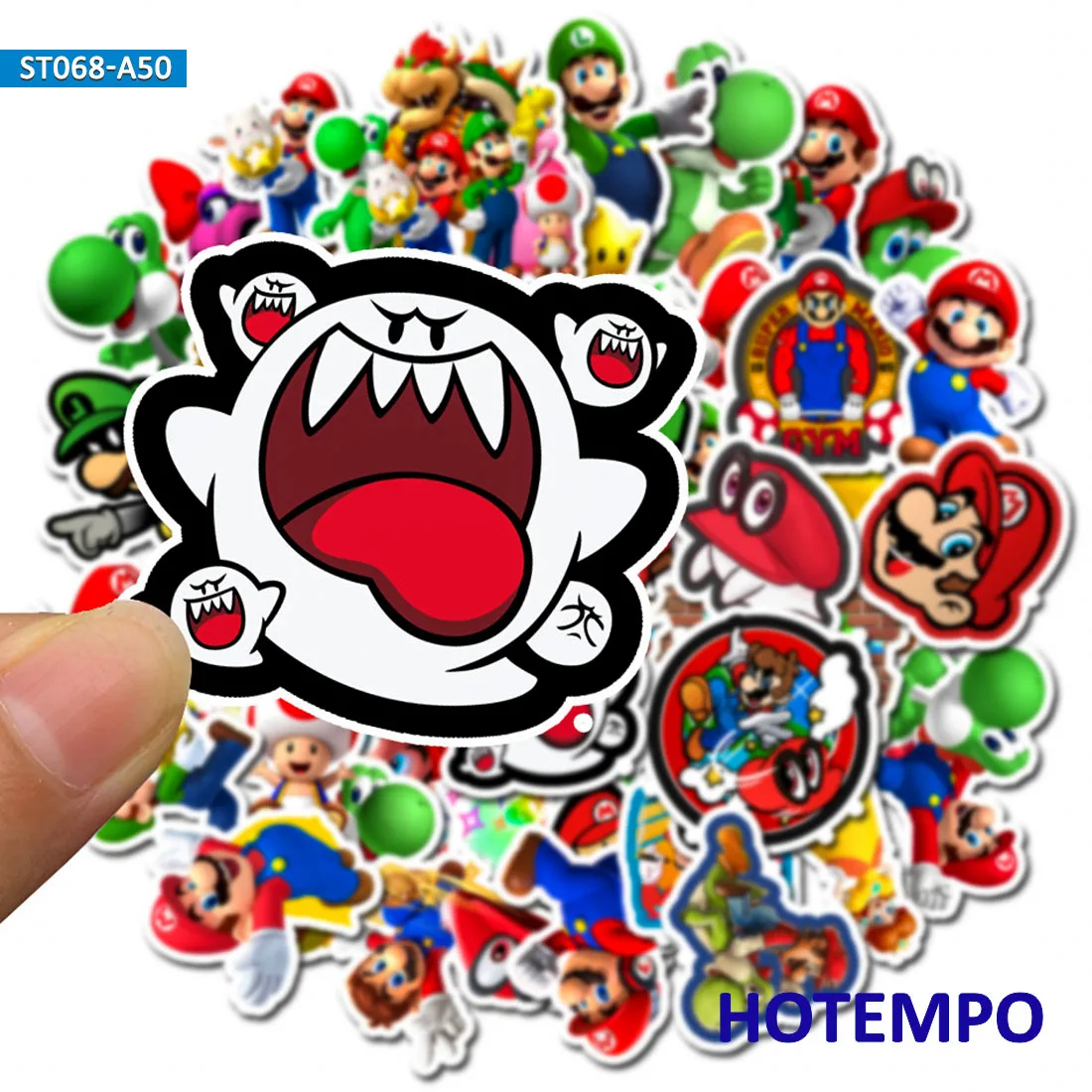 50pcs Cartoon Super Hero Mario Mush Stickers for DIY Mobile Phone Laptop Luggage Suitcase Skateboard Fixed Gear Decal Stickers