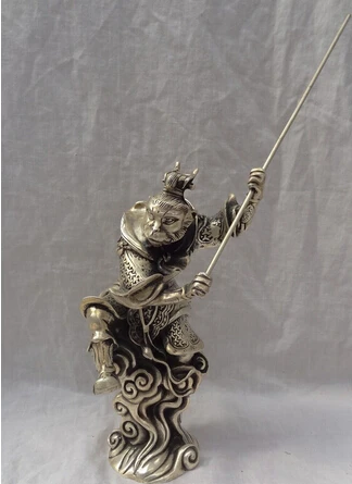 --- 323 + 10 &quotКитайский серебряный буддийский Sun WuKong Король обезьян золотая статуя