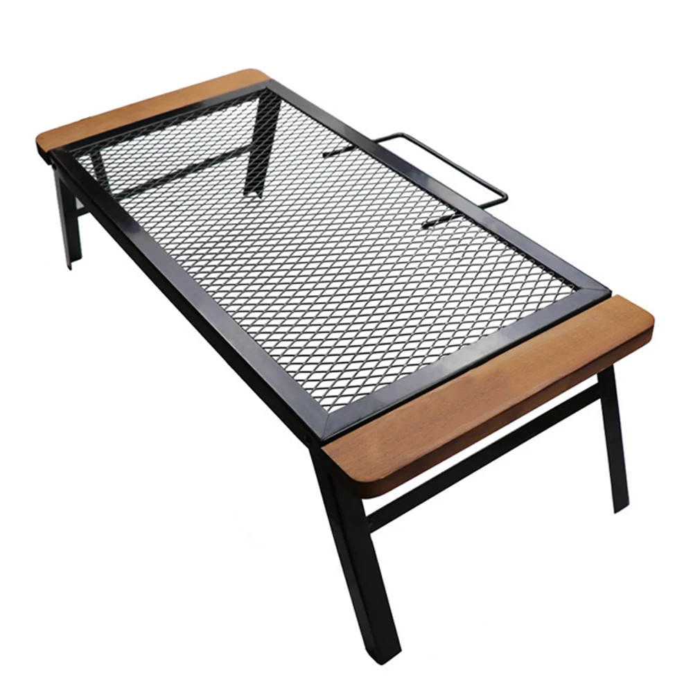 

Multifunctional Outdoor Iron Anti-scald Barbecue Table Camping Barbecue Net Table Convenient Folding Net Table With Handle