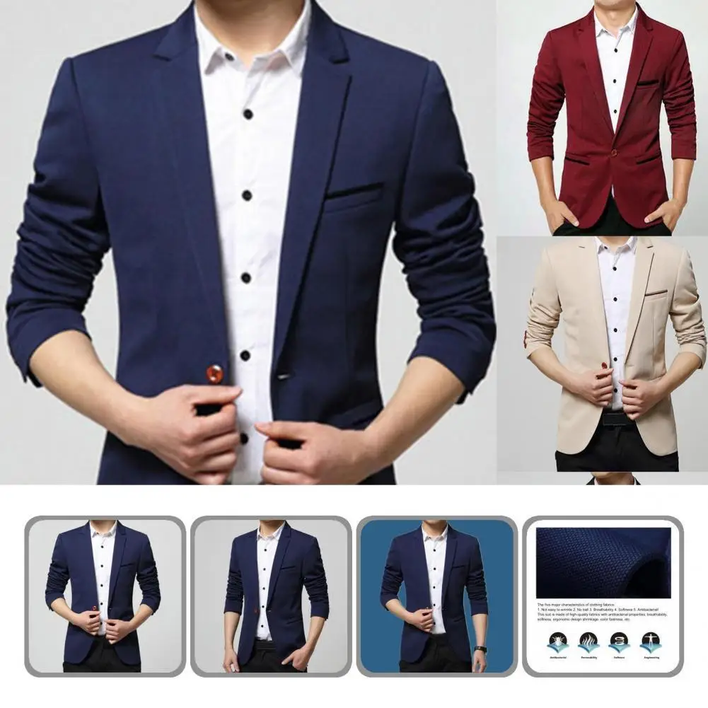 

Business Fabulous Cardigan Man Business Coat Wedding Suit Jacket Pockets for Interview