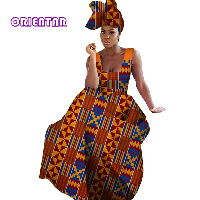 Африканские платья для женщин Африканский принт длинное платье Дашики с шарфом