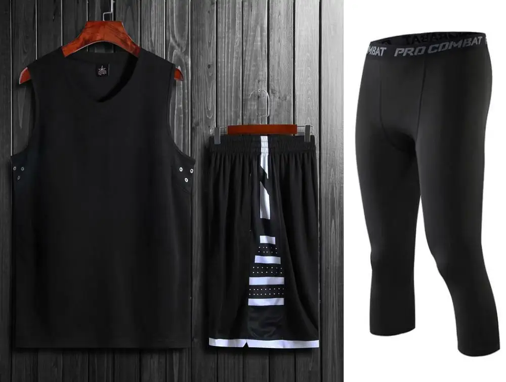 Black And Pants Высококачественные мужские баскетбольные Трикотажные изделия с боковыми карманами спортивные штаны, дешевые студенческие спортивные костюмы для баскетбола, можно изготовить на заказ комплекты униформы - Цвет: Black And Pants