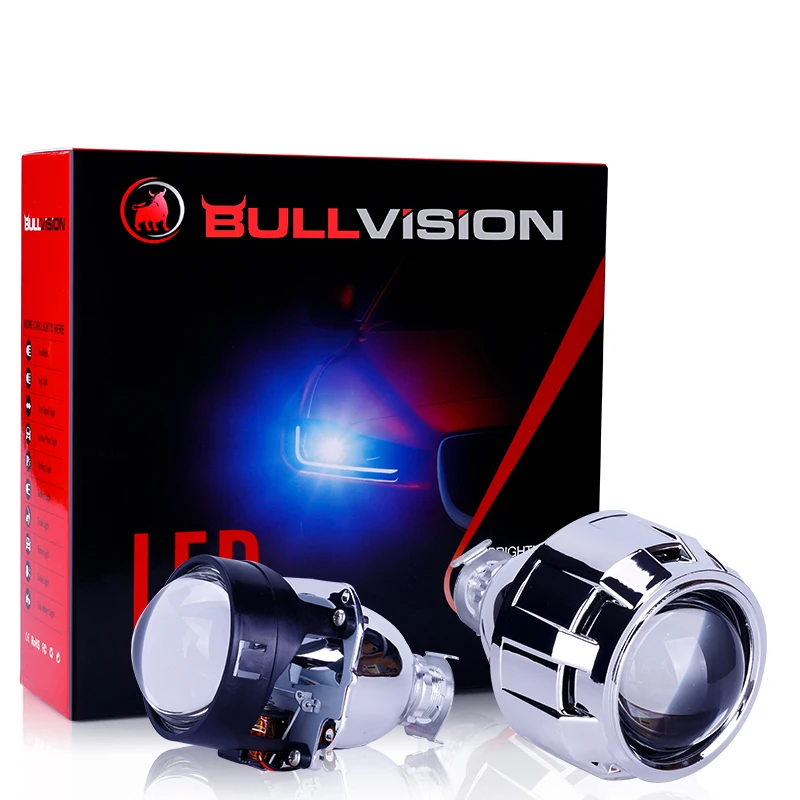 Bullvision Bi светодиодный светильник для прожектора объектив HID 2 5 дюйма H7 H4 H1 супер