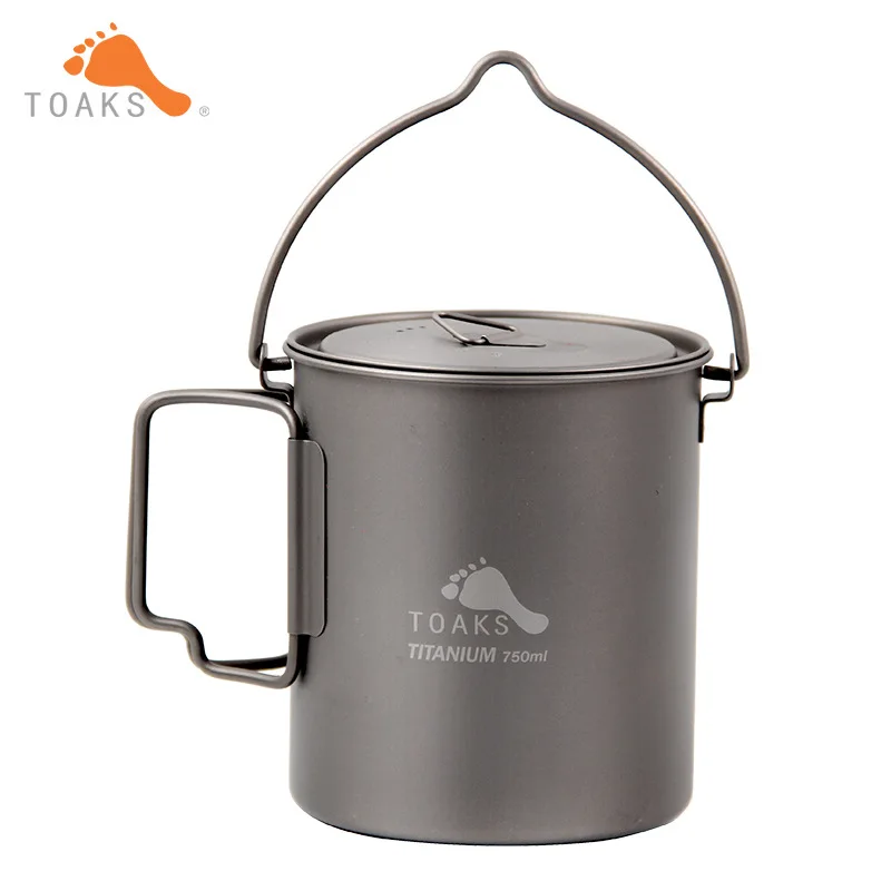 Титановый горшок для кемпинга TOAKS 750 мл Ультралегкая портативная титановая чаша