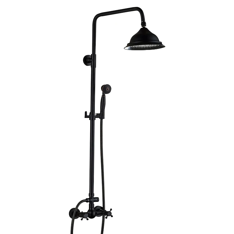 

Fashion Wall Mounted all black color exposed bath shower mixer set